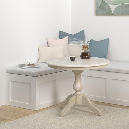 IC International Concepts, 36" Round Top Pedestal Dining Table, 29.9" High, Solid Real Wood, Sturdy Parawood, DIY, Paint/Stain Ready, Unfinished