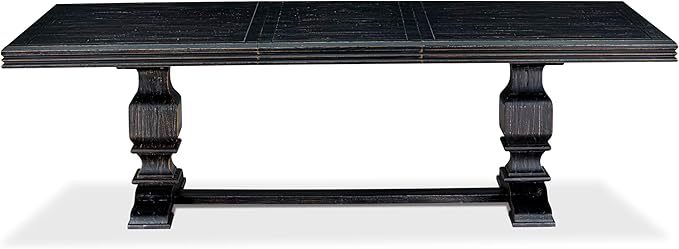 NKFL9-SBB-21-9-Piece Kitchen Table Set Consists of a Wooden Table and 8 Mineral Blue Linen Fabric Parson Chairs with Padded Chair Back - Sand Blasting Black Finish.