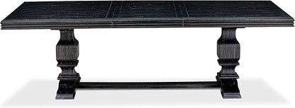 NKFL9-SBB-21-9-Piece Kitchen Table Set Consists of a Wooden Table and 8 Mineral Blue Linen Fabric Parson Chairs with Padded Chair Back - Sand Blasting Black Finish.