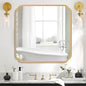 Gold Bathroom Mirror for Wall 36" x 36" Square Bathroom Vanity Mirror Farmhouse, Large Rounded Rectangle Mirror, Anti-Rust, Tempered Glass, Hangs Horizontally or Vertically