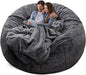 (No Filler) Bean Bag Chair Cover Without Filler,Big Round Soft Fluffy PV Velvet Washable Bean Bag Lazy Sofa Bed Cover for Adults,Living Room Bedroom Furniture Outside,5ft Dark Grey