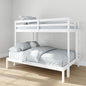 Grain & Grove Bear Twin Over Full Bunk Bed, Sturdy Bunk Bed Frame for Kids, Plywood Bunk with Ladder, Guardrail, and Slats, No Box Spring Required, Brushed White