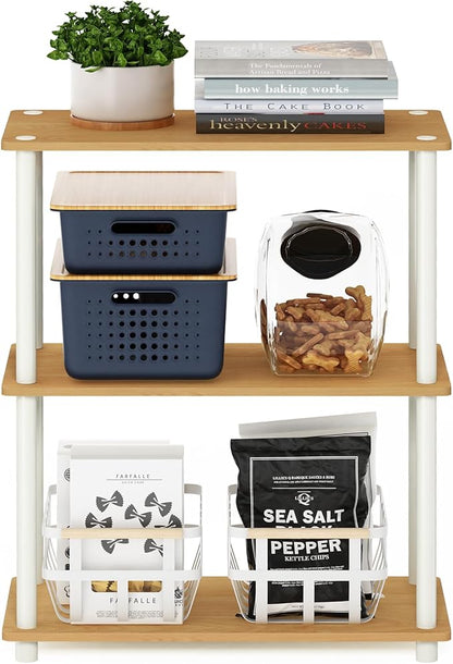 Furinno Turn-N-Tube Display Rack, 3-Tier Single, Beech