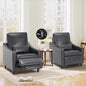 COLAMY Pushback Electric Recliner Chair Set of 2, Premium Leather Upholstery with Adjustable Angles, Extra Lumbar Pillow, Built-in Charging Port, Business-Casual Style for Living Room,Grey
