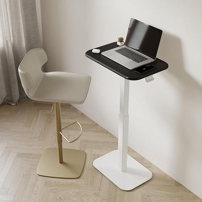 Ergohome™ ELEVANCE Table™ Height Adjustable Side Table for Couch or Bed, Laptop Table - Small End Table Office Coffee Table - C-Shaped Sofa Side Table with Multi-Function (White Base & Carbon Top)