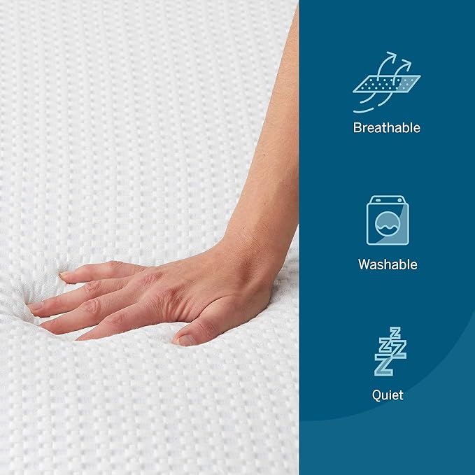 LUCID 3 Inch Gel Memory Foam Mattress Topper California King - Waterproof, Removable Cover, White