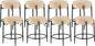 Dining Room Chairs Set of 8, 23.6" Sherpa Backless Beige Boucle Dining Chair, Mid Century Modern Living Room Round Upholstered Chairs with Black Metal Legs