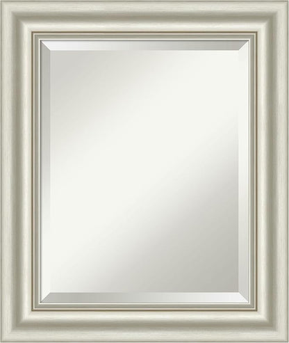 Amanti Art Bathroom Mirror for Over Sink, 26x22 Sophia Silver Rectangle Vanity Mirror, Small Traditional Frame, Hangs Horizonally and Vertically, Bathroom Wall Decor, Beveled Edge