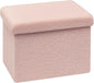 16.5 Folding Storage Ottoman Cube - Small Footrest with Sherpa Top, Multi-Functional Storage for Bedroom, Living Room, Pink