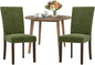 COLAMY 3-Piece Extendable Dining Table Set for 2, 36" Kitchen Round Wood Table with 2 Nailhead Dining Room Chairs,Light Brown/Green