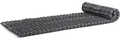 Leewadee - Foldable Floor Mattress - Japanese Roll Up Futon -Trifold Tatami Mat- Guest Floor Bed - Camping Mattress - Thai Massage Mat, Kapok Filled, 75 x 28 inches, Black