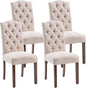 Tufted Upholstered Parsons Dining Chair Set Fabric Diner Accent Stylish Modern Kitchen Living Room with Button Sturdy Solid Wood Legs