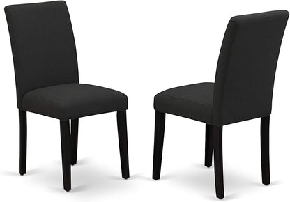 East West Furniture X697AB624-7 7 Piece Modern Dining Table Set Consist of a Rectangle Wooden Table with X-Legs and 6 Black Color Linen Fabric Upholstered Chairs, 40x72 Inch, Multi-Color