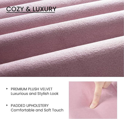 SHA CERLIN Twin Bed Frame/Velvet Upholstered Platform Bed Frame with Headboard/Strong Wood Slats Support/Mattress Foundation/No Box Spring Needed - Pink