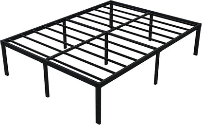 18 Inch California King Bed Frames No Box Spring Need, Platform Cal King Bed Frame with High Storage, Eassy Assembly 3,500 Lbs Heavy Duty Bedframes, Black