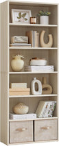 VASAGLE Custos Collection - Bookshelf, 6-Tier Bookcase, Book Shelf, Open Storage Shelf, 9.4 x 23.6 x 63.3 Inches, for Living Room, Home Office, Dinning Room, Natural Beige ULBC166L01