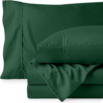 Bare Home Twin XL Sheet Set - College Dorm Size - Luxury 1800 Ultra-Soft Microfiber Twin Extra Long Bed Sheets - Deep Pockets - Easy Fit - Extra Soft - 3 Piece Set - Bed Sheets (Twin XL, Forest Green)