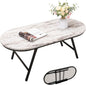 Folding Small Coffee Table Wood Low Coffee Tables with Metal Legs Portable Oval Center Table Rustic Farmhouse Furniture for Living Room Small Spaces Apartment