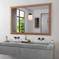 Amorho Bathroom Mirror, 48X32 Inch Wall Mirror, Walnut Wood Grain Metal Framed, Anti-Rust, Hang Horizontally/Vertically, Suitable for Vanity, Bedroom, Farmhouse, Bathroom
