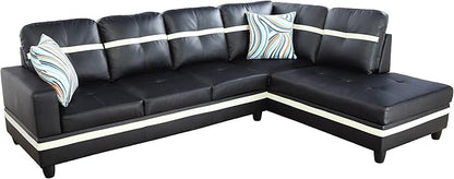 NicBex Sectional Couch 3 Pieces Sofa Set with Left Chaise PU Synthetic Leather L Shaped Cloud Couch for Living Room Furniture Sets with Storage Ottoman, Modular Sofa for Apartment, Black+White
