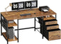 Ｍａｉｈａｉｌ 59" Computer Desk with 3 Fabric Drawers and Wooden Shelves for Home Office, Study, Bedroom, Work-from-Home Games & Desk, Rustic Brown