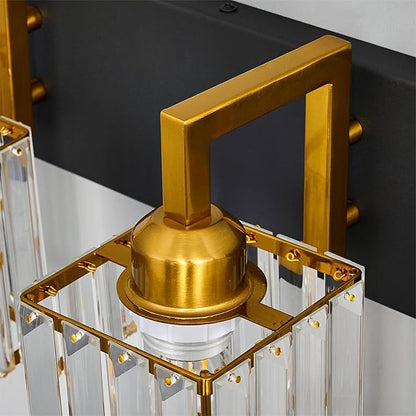 Modern Bathroom Vanity Light 6-Lights Black Gold Crystal Wall Lamp Bathroom Modern Crystal Vanity Lighting