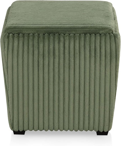 Furniture of America Lennox Modern Chenille 17-inch Square Storage Ottoman with Reversible Tray Top, Upholstered Footstool for Living Room, Bedroom, Entryway, Green