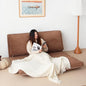 N&V Folding Matress Sofa Bean Bag Bed, Foam Filling Folding Matress Sofa, Includes Removable and Machine Washable Cover, Soft Premium Corduroy (Large, Brown Suagr)