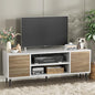 YESHOMY Modern TV Stand for 65" Television, Entertainment Center with Two Storage Cabinets and Open Shelves, Retro Style Media Console for Living Room, Bedroom, Office, 58 Inch, White and Oak