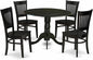 East West Furniture DLVA5-BLK-W 5 Piece Dining Set Includes a Round Dining Room Table with Dropleaf and 4 Kitchen Chairs, 42x42 Inch, Black