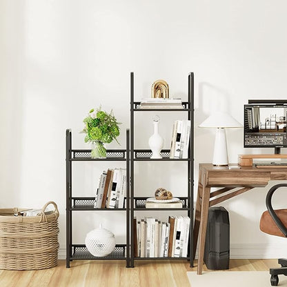 Bookshelf Storage Shelf Bookcase Freestanding Storage Stand for Living Room, Bedroom, Kitchen, Rust Resistance, Easy Assemblyl Free Combination Multi-Functional Organizer (3 Tiers, Black)