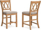Signature Design by Ashley Havonplane Rustic Armless 25.63" Counter Height Upholstered Bar Stool with Foot Rest, Set of 2, Light Brown & Light Gray