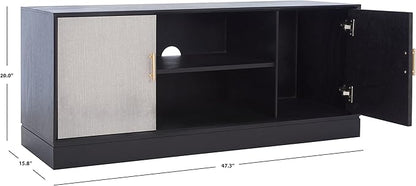 SAFAVIEH Estella TV Stand for up to 55" Flatscreen – Black, 2 Doors with Interior Storage, 2 Open Shelves, Entertainment Media Console, Fully Assembled (MED5711B)