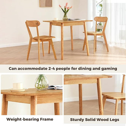DELAVIN 29.5" Solid Wood Dining Table, Modern Small Dining Table, Square Farmhouse Kitchen Table, Cafe Table for Living Room Dining Room, Easy Assembly, Cherry