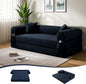 80" Convertible Sofa Bed, 3-in-1 Corduroy Folding Pull Out Couch with Pillows, No Assembly Modern Boneless Couch Compression Sofa in Box, Floor Sofa with Side Storage Pocket for Living Room,Navy Blue