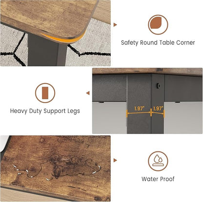 GarveeHome 70.8in Industrial Dining Table for 6, Wooden Long Dinner Table with Mortise Tenon Design, Kitchen Table with Sturdy Metal Legs, for Dining Room Home Office Living Room, Retro