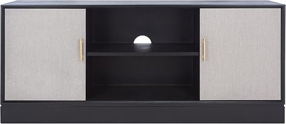 SAFAVIEH Estella TV Stand for up to 55" Flatscreen – Black, 2 Doors with Interior Storage, 2 Open Shelves, Entertainment Media Console, Fully Assembled (MED5711B)