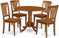 East West Furniture DLAV5-SBR-W 5 Piece Kitchen Table & Chairs Set Includes a Round Dining Room Table with Dropleaf and 4 Dining Chairs, 42x42 Inch, Saddle Brown