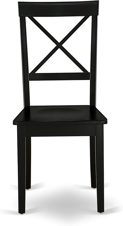 East West Furniture LGBO7-BLK-W 7 Piece Dining Set Consist of a Rectangle Dining Room Table with Butterfly Leaf and 6 Wood Seat Chairs, 42x84 Inch, Black