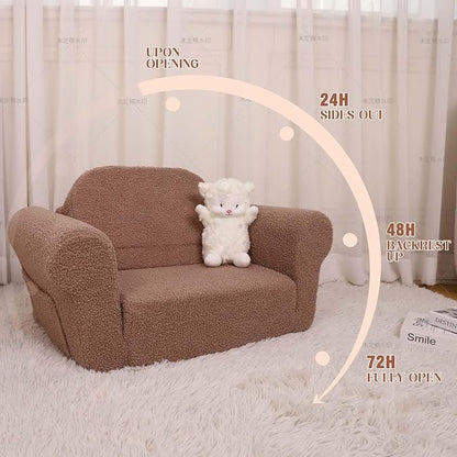 Chairs for Toddler, 2-in-1 Toddler Soft Teddy Baby Couch Fold Out, Convertible Chair to Lounger for Girls and Boys|Safety Certified | Gift for Children