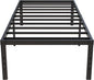 18 Inch Twin Bed Frames No Box Spring Need, Metal Platform Bed Frame Twin Size with High Storage, Eassy Assembly 2,500 Lbs Heavy Duty Bedframes, Black