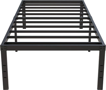 18 Inch Twin XL Bed Frames, Metal Platform Twin XL Bed Frame with High Storage, Eassy Assembly 2,500 Lbs Heavy Duty Bedframes, Black