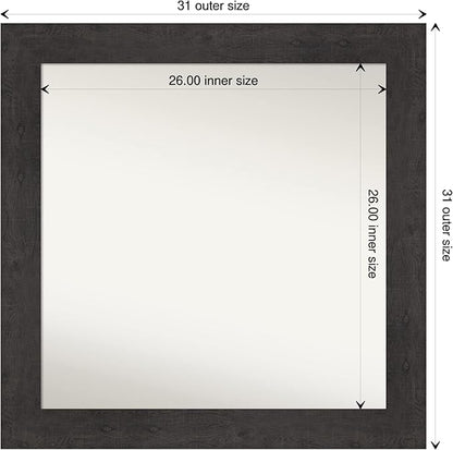 Amanti Art White Bathroom Mirror for Over Sink, 32x32 Ridge White Square Vanity Mirror, Large Traditional Frame, Hangs Horizonally and Vertically, Bathroom Wall Decor, Non-Beveled Edge from WI, USA