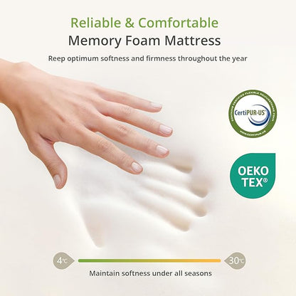 Twin Size Memory Foam Mattress, 10 Inch Bed Mattress in A Box with Cooling Green Tea Gel, Relieve Pressure with Medium Support, CertiPUR-US Certified, 75''L x 38''W, White