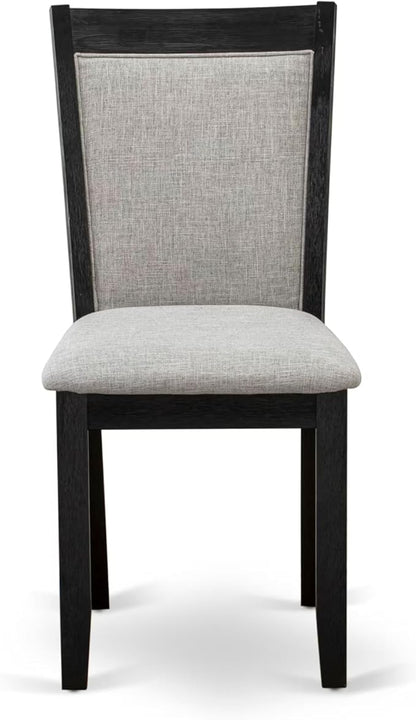 East West Furniture V697MZ606-7 7 Piece Dining Room Furniture Set Consist of a Rectangle Dining Table with V-Legs and 6 Shitake Linen Fabric Upholstered Chairs, 40x72 Inch, Multi-Color