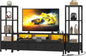 DWVO Entertainment Center with Bookshelves, LED TV Stand for 65/60 inch TV, Black TV Stand for Living Room with 2 Modern 4-Tier Bookshelves & Power Outlets, Black