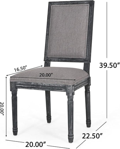 Merax Upholstered Solid Wood Dining Chairs Set of 2, French Country Style Accent Side Seating Furniture for Kitchen, Living Room, Cushioned Back, Grey