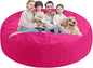 7FT Bean Bag Chair, Large Bean Bag Chairs with Memory Foam Filled, Fluffy Beanbag Sofa with Dutch Velvet Cover, Round BeanBag Chairs for Living Room, Playroom - Pink