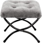 HollyHOME 15"(H) Folding Footrest Stool, Upholstered Small Foldable Ottoman, Accent Padded Sofa Foot Stool for Lazy Chair, Metal Frame Portable Foot Rest Ottoman for Home, Living Room, Bedroom, Grey