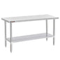DuraSteel 30x72 Stainless Steel Prep Table - NSF Commercial Kitchen Metal Worktable - Large Laboratory Benches with Under Shelf - For Laundry Room, Kitchen, Garage, Restaurant